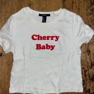 White cherry baby crop top